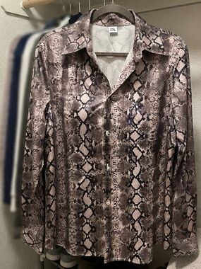 Women’s Snake-Print Button-Up Shirt
